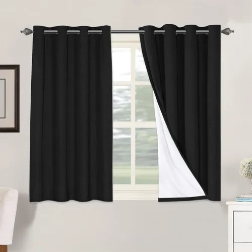 Vista 196 de H.VERSAILTEX Cortinas 100% opacas con aislamiento térmico, texturizadas, de lino, con bloqueo completo de calor y luz, para sala de estar