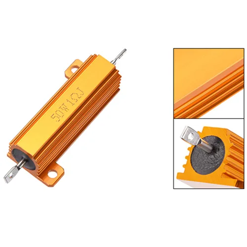 Vista 2 de 5pcs 50W 1 OHM aluminio alojado alambre herido resistencia tono oro