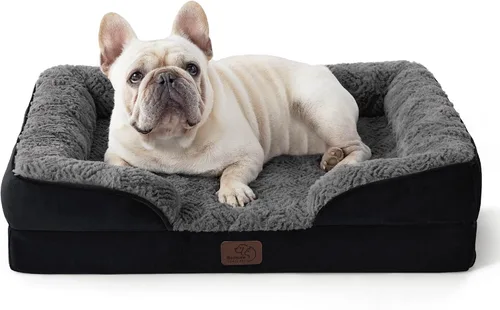 Vista 52 de Bedsure - Cama ortopédica pequeña para perros, sofá cama lavable para perros pequeños, espuma de soporte con funda extraíble y lavable, forro Lavanda