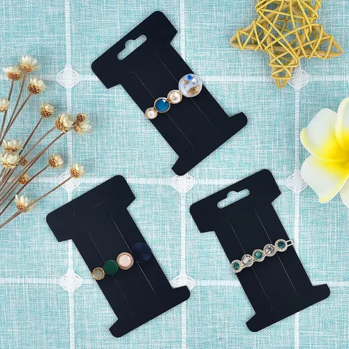 Vista 3 de Mototo 200 tarjetas de exhibición de pinzas para el cabello, pasadores para el cabello, soporte de exhibición de joyas, cartón de papel rectangular