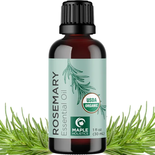 Aceite de romero orgánico certificado para el cabello, aceite esencial de romero orgánico puro USDA para cabello, piel y uñas, además de