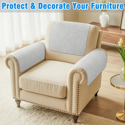 Vista 2 de Fundas para brazos de sofá, fundas impermeables para reposabrazos de sofá, sillón, sofá biplaza, funda para reposacabezas, funda antideslizante