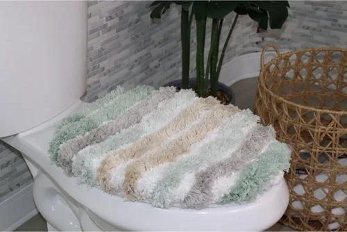 Vista 21 de Funda de microfibra suave para tapa de inodoro, lavable a máquina, 18 x 18 pulgadas, parte trasera de goma, se adapta a la mayoría de tapas