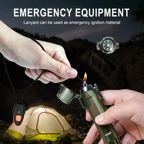 Vista 5 de Bistfy Encendedor eléctrico con linterna, doble arco recargable por USB, impermeable y resistente al viento, encendedor de plasma sin llama