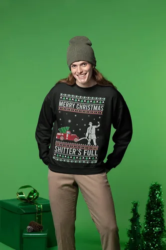 Vista 6 de Wild Bobby Merry Christmas Shitter's Full Funny Ugly Christmas Sweater Crewneck Graphic Sweatshirt