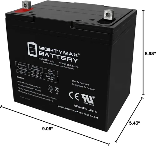 Vista 9 de Mighty Max Battery Batería SLA de 12V 55Ah Sustituye a Peg Perego Magica HP0260 Ride-On Toy