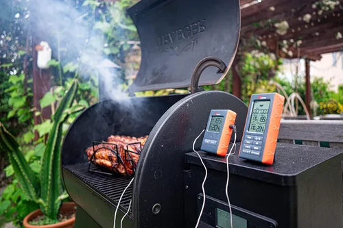 Vista 4 de BBQ Dragon Termómetro de parrilla de lectura instantánea, termómetro inalámbrico para carne, termómetro para ahumar, 2 sondas, sonda de temperatura