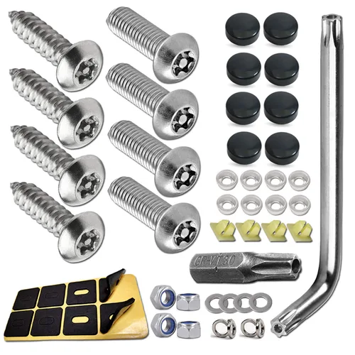 Tornillos antirrobo para placa de matrícula, kits de sujetadores de pernos de acero inoxidable para soporte de marco de etiqueta de automóvil,