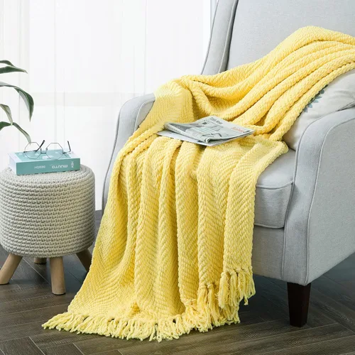 Vista 38 de Manta para sofá, funda de sofá suave de punto texturizado, manta de tweed con borlas de flecos para decoración del hogar, cama, sofá, silla, 50 x 60
