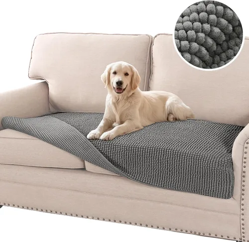 Vista 12 de Flamingo P Funda de cama de felpilla para perro, funda gruesa para sofá biplaza para perros, lavable, protector antideslizante para sofá de 2