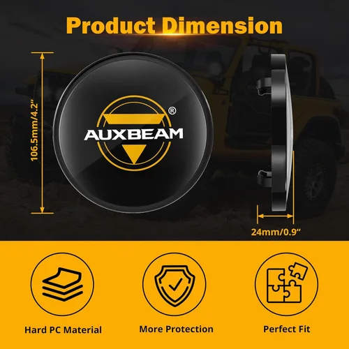 Vista 3 de Auxbeam Cubiertas de luz de la serie C4 de 4 pulgadas, 2 fundas protectoras de plástico negro redondas LED, diseño a presión, cubiertas impermeables