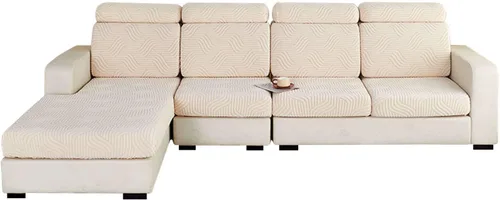 Vista 9 de MBROS Fundas de cojín para sofá modular en forma de L, funda de cojín elástica para silla, sofá biplaza, protector de muebles, tela jacquard