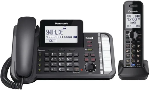 Teléfono inalámbrico digital KX-TG9581B Link2Cell Panasonic para 3 líneas con banda de frecuencia Dect 6.0, 1-Auricular, Negro
