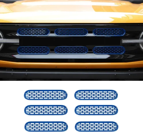Vista 15 de Kit de 6 piezas de rejilla de malla para parrilla delantera, marco de cubierta, para Ford Bronco 2021-2024 de 2/4 puertas, accesorios exteriores