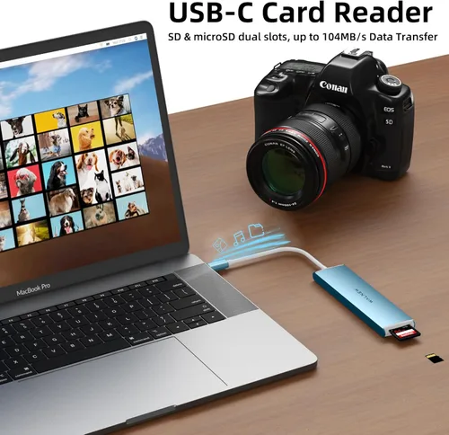 Vista 5 de WALNEW Hub USB-C 7 en 1 con HDMI 4K, 100 W PD, puerto de datos de 5 Gbps (1 tipo C y 2 USB 3.0), lector SD/TF, adaptador multipuerto Thunderbolt 4