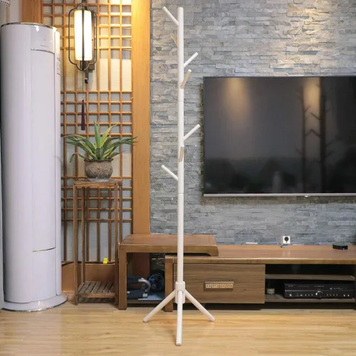 Vista 3 de Percha de madera maciza Perchero de pie Perchero colgante de ropa Percha Dormitorio