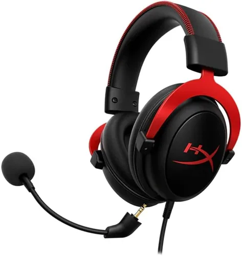 Vista 10 de HyperX Cloud II - Auriculares para videojuegos, sonido envolvente 7.1, almohadillas de espuma viscoelástica, marco de aluminio, con micrófono