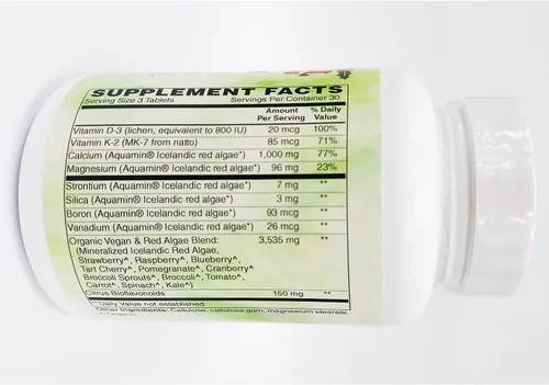 Vista 2 de Holly Hill Health Foods Calcio a base de algas 1,000 mg, 90 tabletas