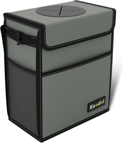 Vista 9 de K KNODEL Basurero para automóvil con tapa, basura para automóvil Negro
