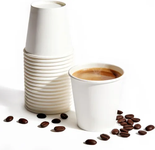 Vista 8 de TashiBox Vasos de papel para bebidas calientes blancas de 12 onzas, 120 unidades, tazas de café de papel desechables