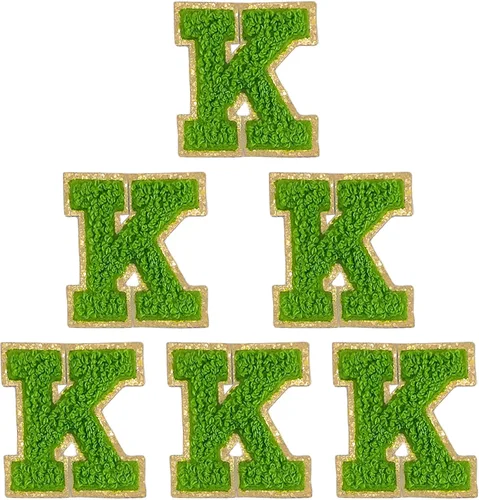 Vista 40 de 6 piezas de parches de letras de chenilla autoadhesivas, parches de letras preppy de 2 pulgadas para bolsos, ropa y sombreros, grandes pegatinas