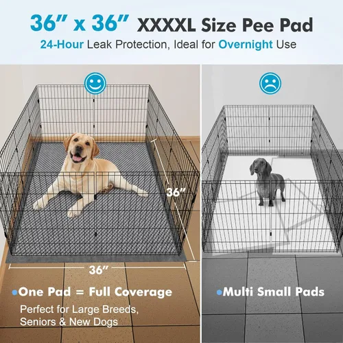 Vista 2 de Gimars - Almohadillas de carbón para orina de perros con control de olores 4XL, extragrandes de 36 x 36 pulgadas, 9 capas extra absorbentes, a