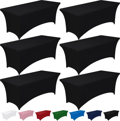 Vista 33 de Pureegg - Juego de 2 manteles de elastano ajustables de 1,2 m para mesas rectangulares, mantel elástico y sin arrugas para mesa de masajes, fiestas