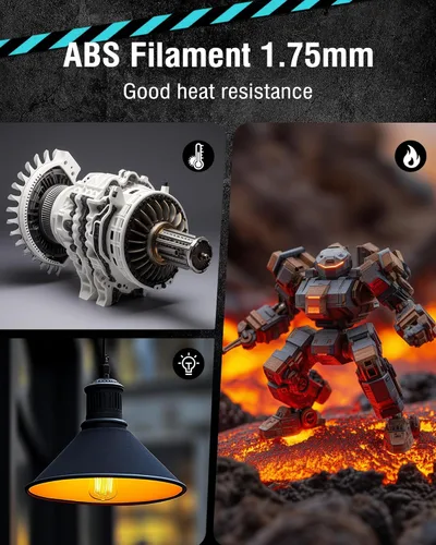 Vista 3 de SUNLU - Filamento ABS para impresora 3D de 1.75 mm, altamente resistente y duradero, resistencia al calor, excelente dureza, compatible con el 99%