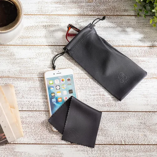 Vista 3 de Yogo Vision Microfiber Glasses Pouch n Cloth 4 Set Protect Eyewear Smudges Dirt Ultra-Soft Lens Cloth Bags w/Drawstrings