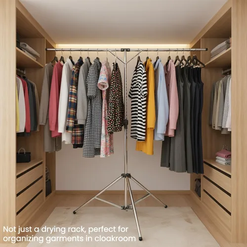 Vista 7 de Tendedero plegable y portátil, para secar, de acero inoxidable, de gran capacidad, ajustable, para ropa