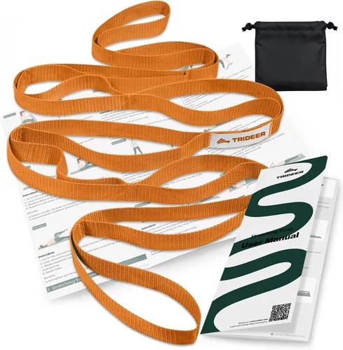 Vista 7 de Trideer Stretching Strap with Loops & Leg Lifter, Non-Elastic PT-Style Physical Therapy Strap for Knee Replacement Rehab, Hamstring, Calf & Back