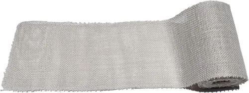 Vista 15 de Rollo de cinta de arpillera. 5.5 pulgadas x 15 pies. Bordes cosidos. Rollo de arpillera de color. 100% yute (amarillo)