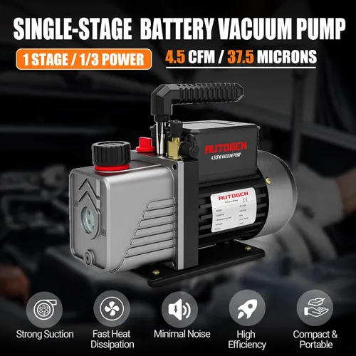 Vista 2 de Bomba de vacío de una etapa 4.5CFM, 1/3HP 5Pa 110V Bomba de vacío de aire para R12 R22 R134a R410a, paleta rotativa para recarga de refrigerante