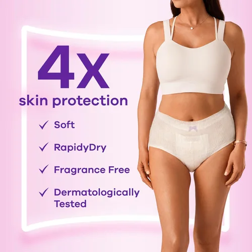 Vista 2 de Always Discreet Ropa interior para pieles sensibles, protección de la piel cuatro veces, dermatológicamente probada, sin fragancia, máxima