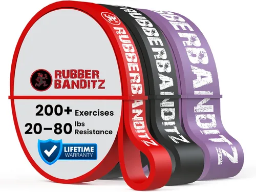 Vista 13 de Rubberbanditz Combo Pull Up Assist Bands Heavy Duty Resistance Exercise Bands for Powerlifting, Mobility, and Stretching Resistance Bands for