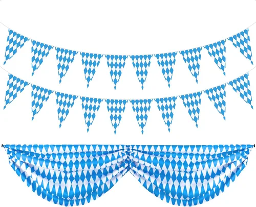 Banderines de tela para Oktoberfest, banderines de Oktoberfest con banderines bávaros para fiesta de Oktoberfest, suministros de decoración de