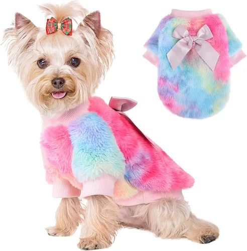 Kosiyi Dog Sweaters for Small Dogs Girl Boy, Puppy Clothes Chihuahua Teacup Yorkie Fleece Sweaters Spring Winter Warm Sweater Tiny Dog Outfits Pet