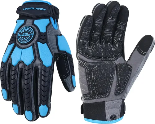 Vista 7 de HANDLANDY Anti Vibration Gloves, SBR Padding, TPR Protector, Mechanic Work Gloves