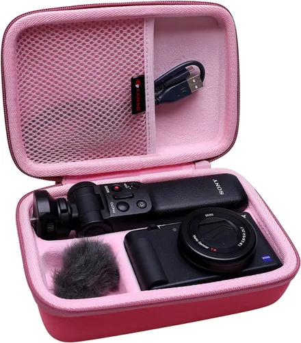 Vista 11 de XANAD Estuche de viaje para cámara Sony ZV-1F / ZV-1 / ZV-1 II con kit de accesorios Vlogger, trípode (GP-VPT2 BT) y micrófono, con correa