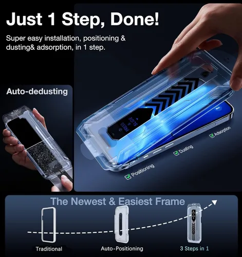 Vista 5 de UltraGlass UNBREAK TOP 9H+ - Protector de pantalla de vidrio para iPhone 12 Pro Max [grado militar inastillable y máxima durabilidad] Vidrio