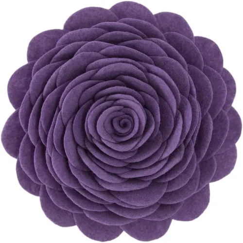 KINGROSE - Almohada de terciopelo decorativa 3D con flores, cojín redondo para sofá, silla, sofá cama, 14 pulgadas de diámetro, color púrpura Morado