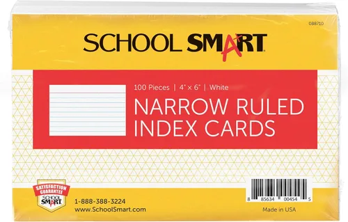 School Smart Ficha de índice con rayas, 4 x 6 pulgadas, 90 libras, color blanco, paquete de 100