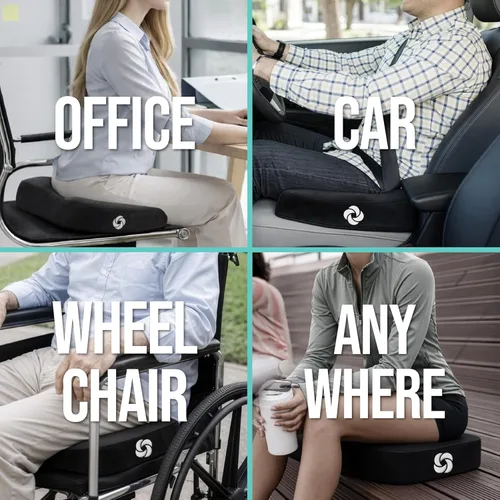 Vista 4 de Samsonite Cojín de asiento de espuma viscoelástica, cojín ergonómico para silla de oficina, almohadilla de presión de coxis, soporte de coxis