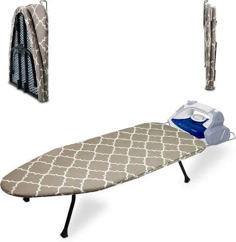 Vista 11 de Tabla de planchar de mesa con panel de malla metálica, tabla de hierro plegable, tabla de hierro pequeña resistente con cubierta resistente al calor