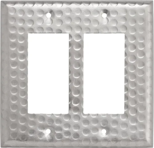 Vista 9 de Placa de pared de interruptor basculante de 2 gangas de Monarch Abode, placa de interruptor de pared decorativa de cobre puro martillado a mano