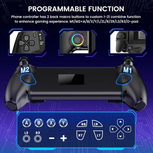 Vista 3 de KICKDOT Controlador MC5000 Pro para Switch 2/1/OLED y iPhone/Android - Joystick de efecto Hall, controlador inalámbrico Bluetooth