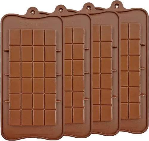 Vista 5 de Molde antiadherente de silicona para chocolate, de grado alimenticio y barras energéticas (3 moldes de barra de chocolate, juego de 3) (3)