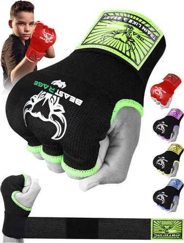 BEAST RAGE Guantes interiores con vendas para manos, envoltura rápida, soporte largo de 36" en la muñeca, vendas para MMA, Muay Thai, entrenamiento