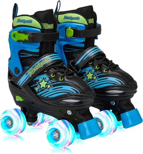 Vista 2 de Patines negros (M) + Combo de equipo de protección azul
