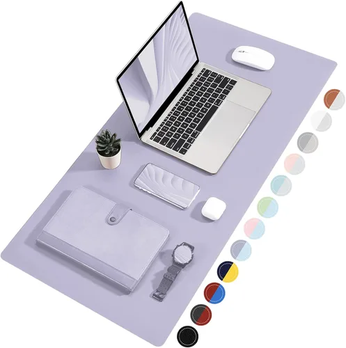 Vista 12 de TOWWI - Tapete de escritorio a doble cara, tapete de escritorio grande, protector impermeable de escritorio, mouse pad de cuero grande para teclado